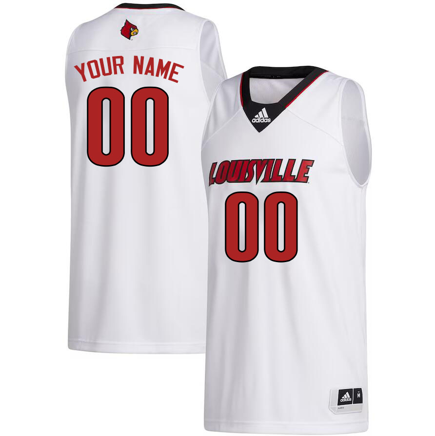 Custom Louisville Cardinals Name And Number College Basketball Jerseys Stitched-White - Click Image to Close